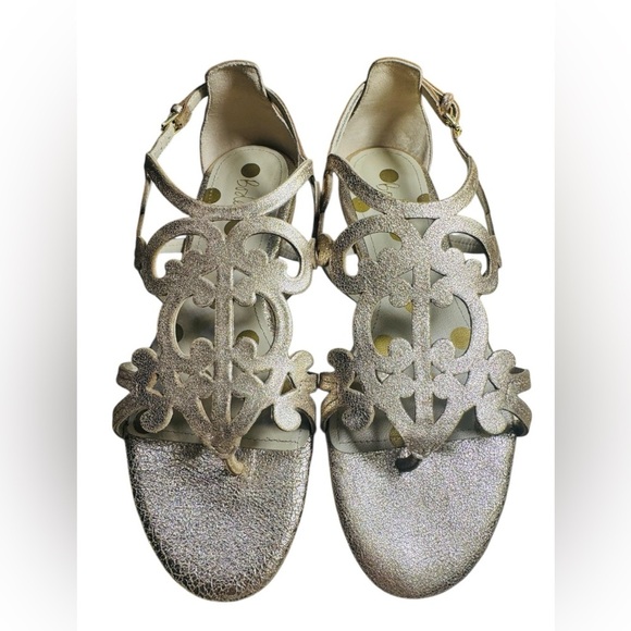 Boden Gold Metallic Leather Filigree Flat Sandals Size 38/ US 7 NEW - Picture 10 of 13